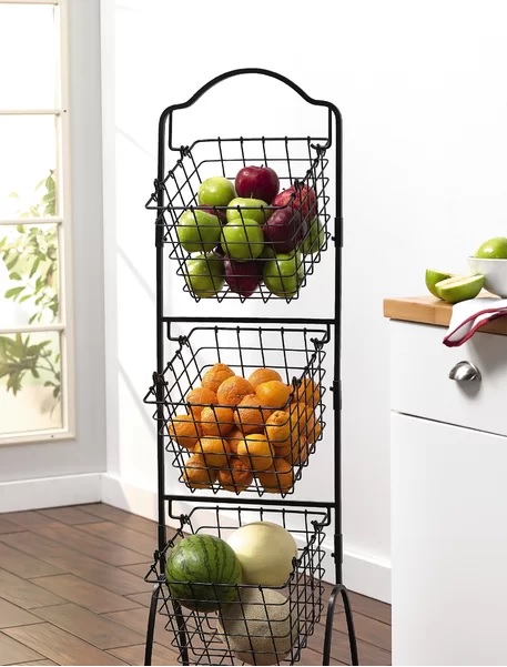 Metal Wire Iron Basket Fruit Vegetable Organizer Storage Modern Art Basket 