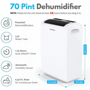 Inofia 70 Pint Dehumidifier Dimensions